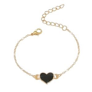 14K Gold Plated‎ Black Heart Bracelet